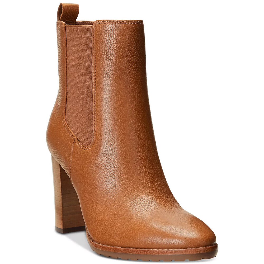 Lauren Ralph Lauren Mylah Boots Women's 10 Brown Tumbled Leather Bootie LION564